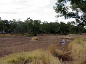 Strange fella fishing in the Todd River