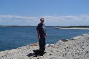 John and BJ on the breakwater